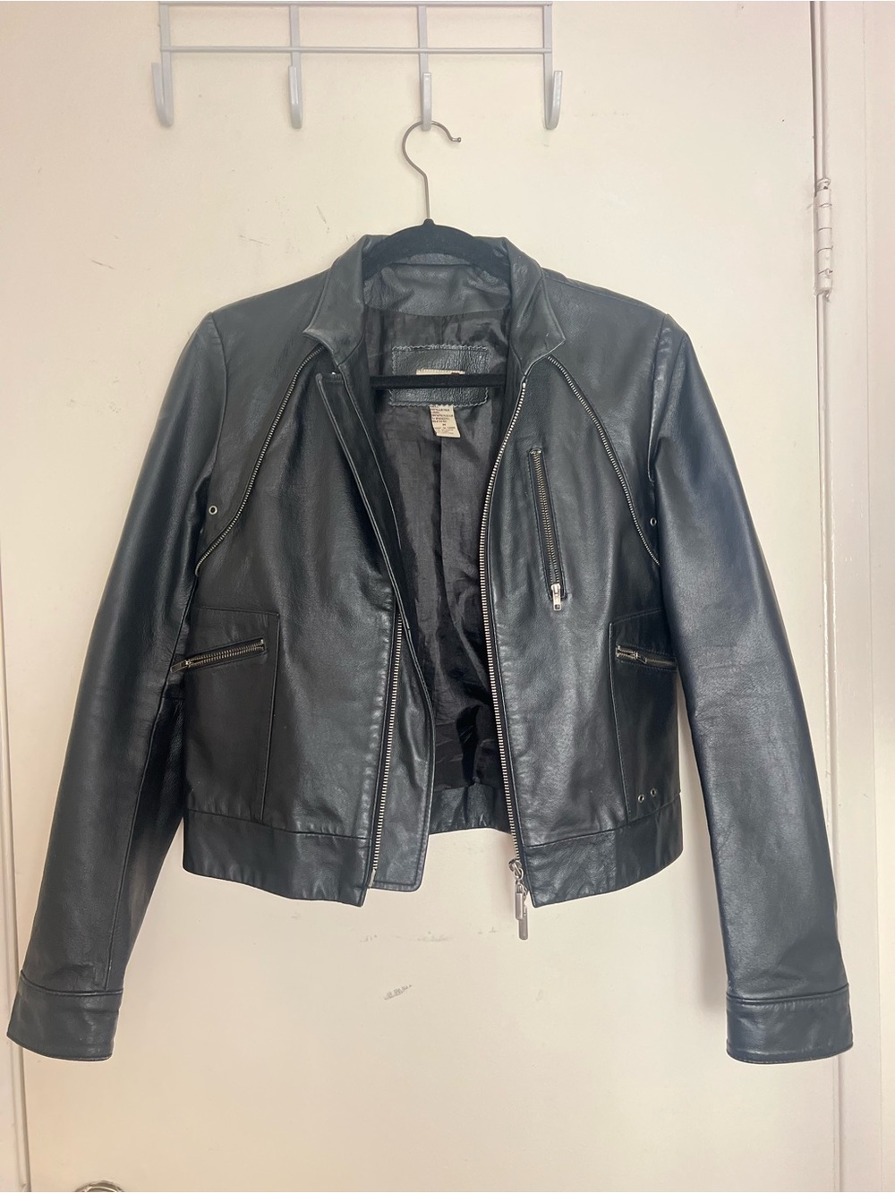 Forever 21 Black Genuine Leather Zip Moto Jacket